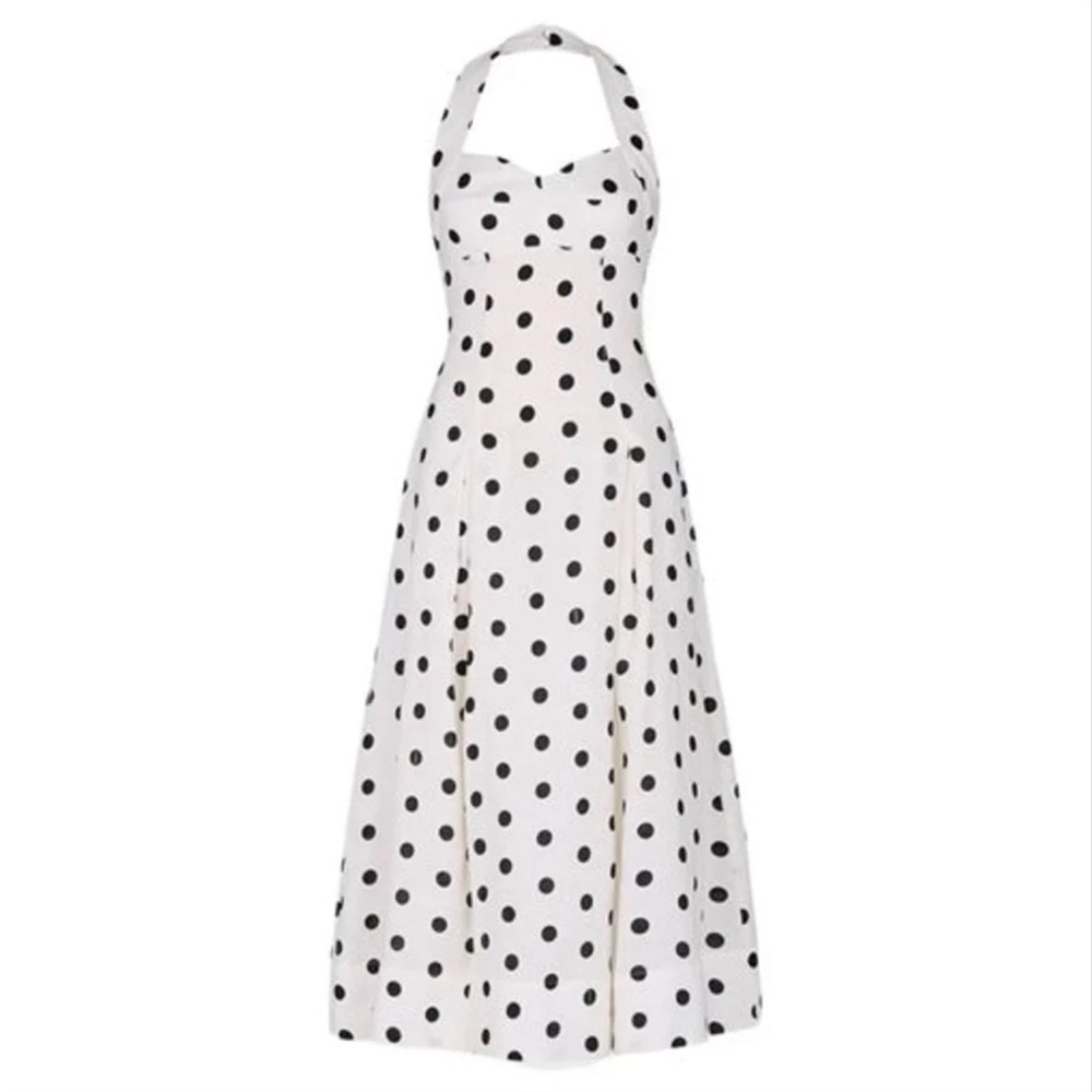 NICHOLAS Black and White Polka Dot Midi Dress